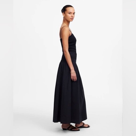 Madewell Smocked-Waist Poplin Midi Skirt NWT - Picture 3 of 9